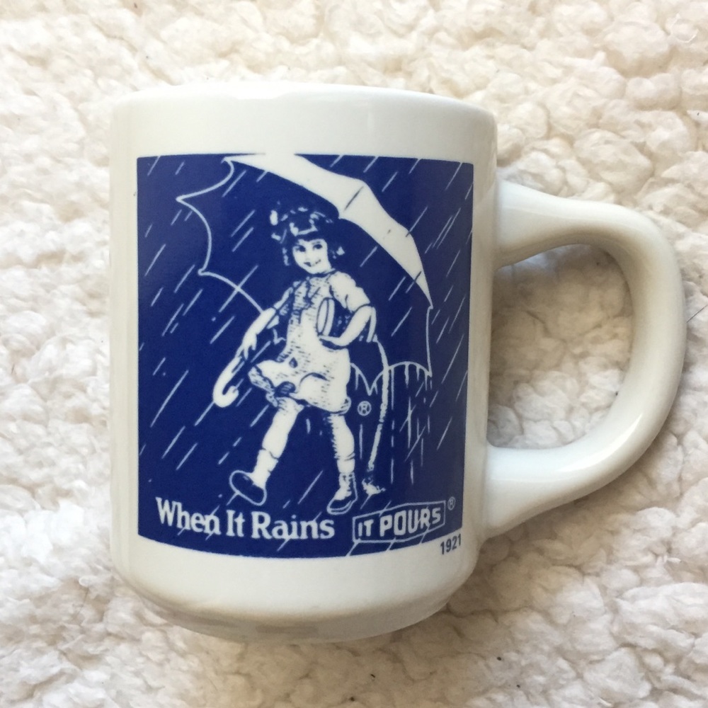 Morton Salt Girl When it Rains Blue 1921 Mug